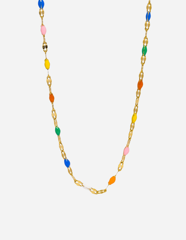 Collier choker petites perles de couleur arc en ciel en plaqué or 18k Collier choker petites perles de couleur arc en ciel en plaqué or 18k