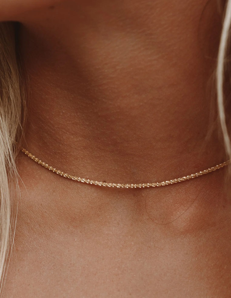 collier ras du coup choker chaîne en plaqué or 18k pour femme 2