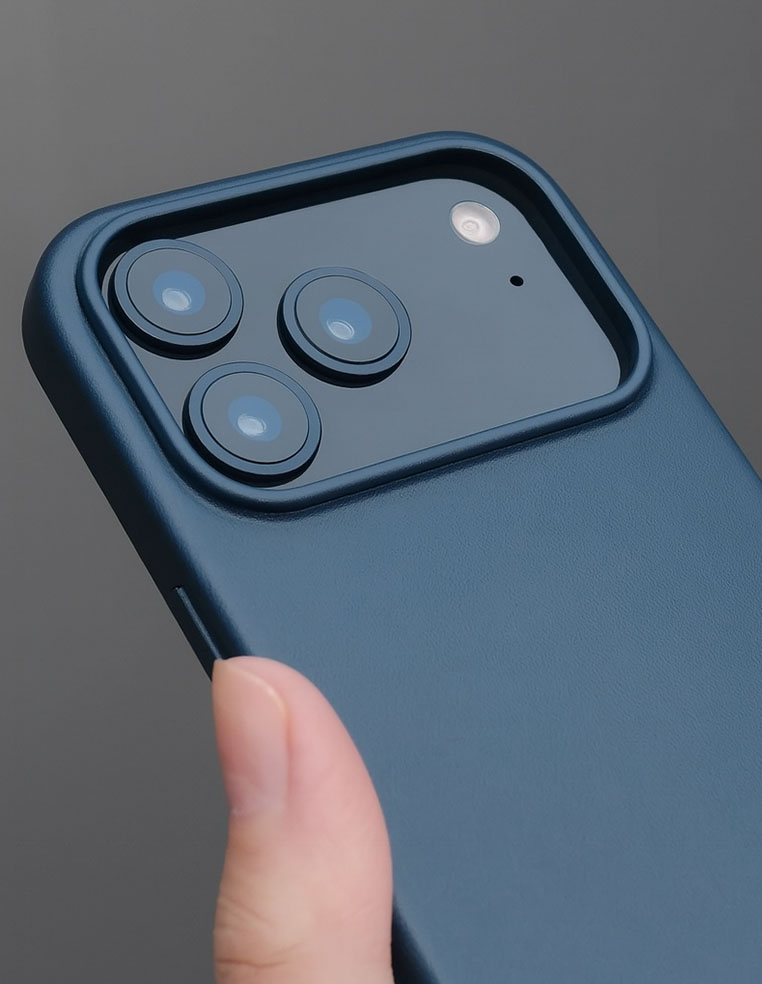 Coque en cuir iPhone 17 Air iPhone 17 Pro Max bleu marine denim
