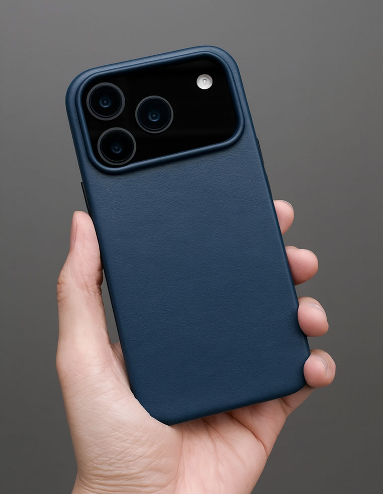 Coque en cuir iPhone 17 Air iPhone 17 Pro Max bleu marine denim