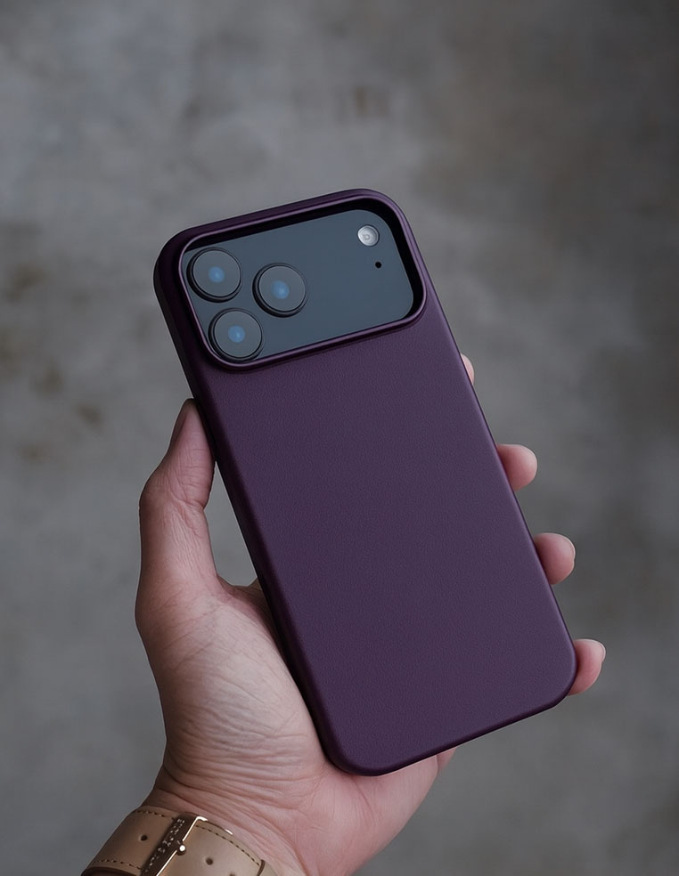 Coque en cuir iPhone Air iPhone 17 Pro Max Mauve
