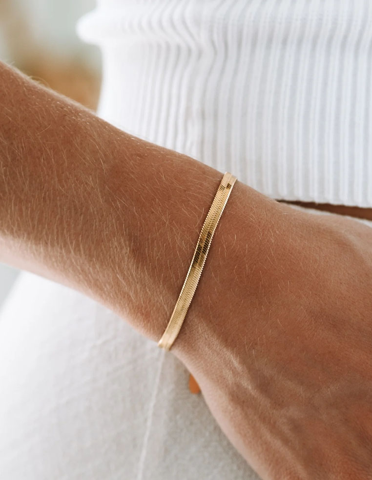 Bracelet femme maille serpent plaqué or – Bijou élégant et waterproof