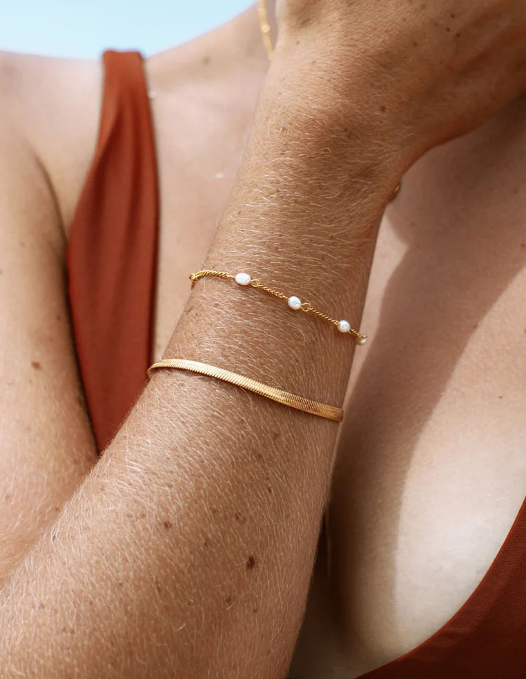 Bracelet femme maille serpent plaqué or – Bijou élégant et waterproof 2