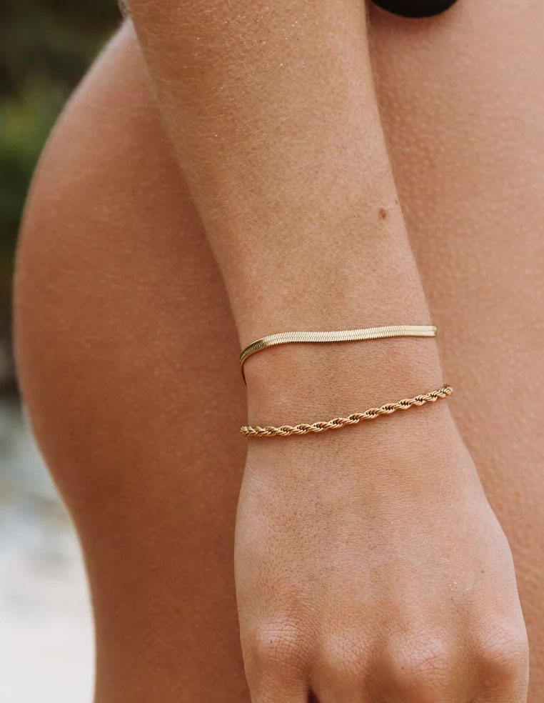 Bracelet femme maille torsadée plaqué or 2