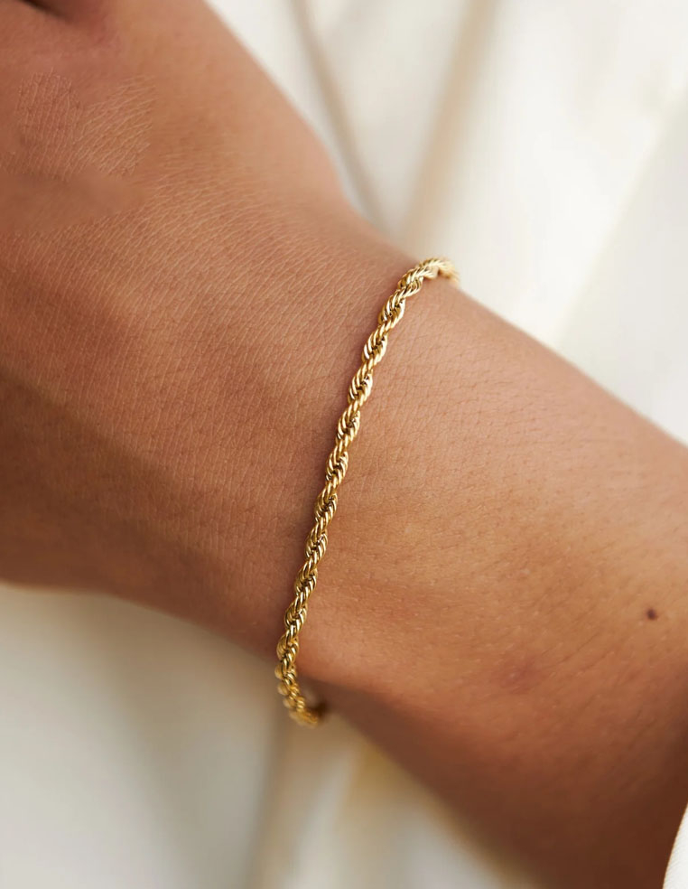 Bracelet femme maille torsadée plaqué or