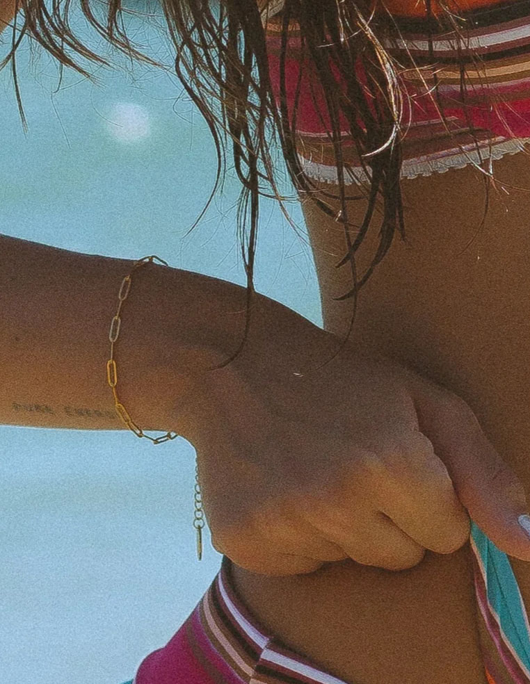 Bracelet maille trombone plaqué or pour femme