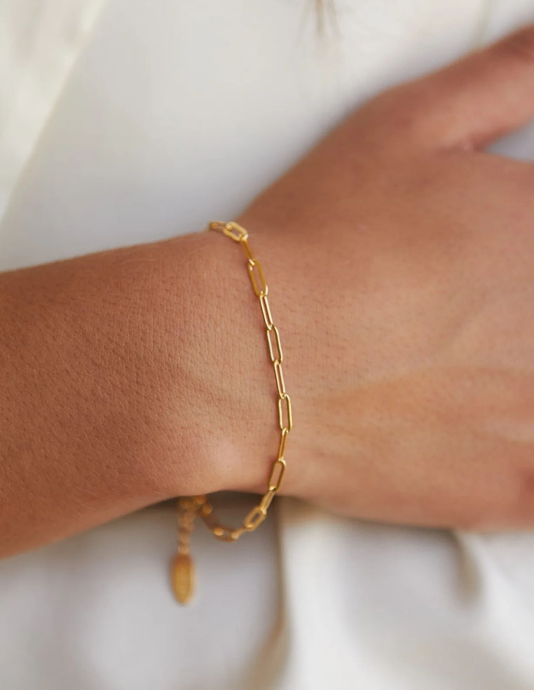 Bracelet maille trombone plaqué or pour femme