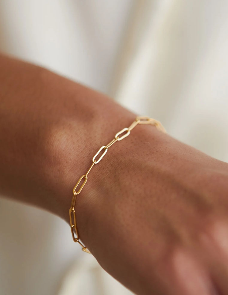 Bracelet maille trombone plaqué or pour femme