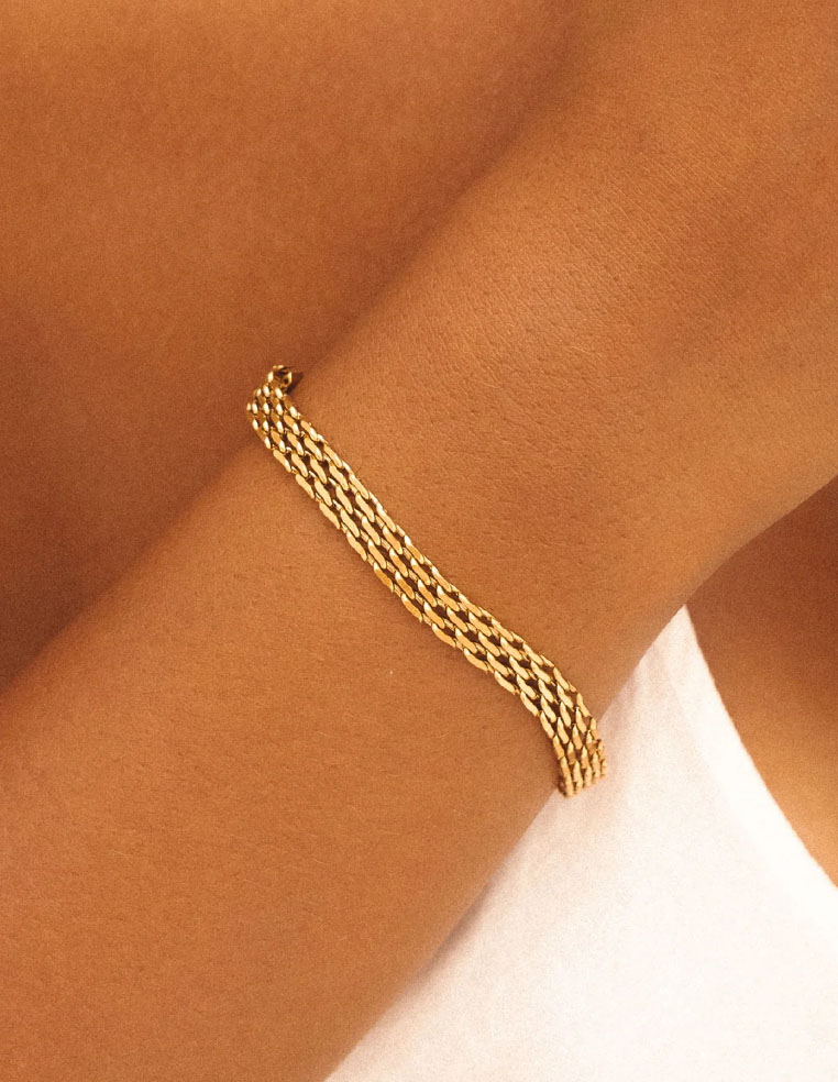 Bracelet tressé en plaqué or Vanessa – Bijou tendance pour femme