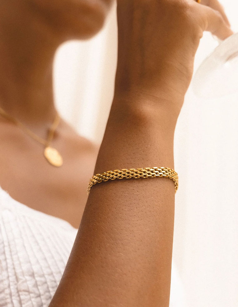 Bracelet tressé en plaqué or Vanessa – Bijou tendance pour femme