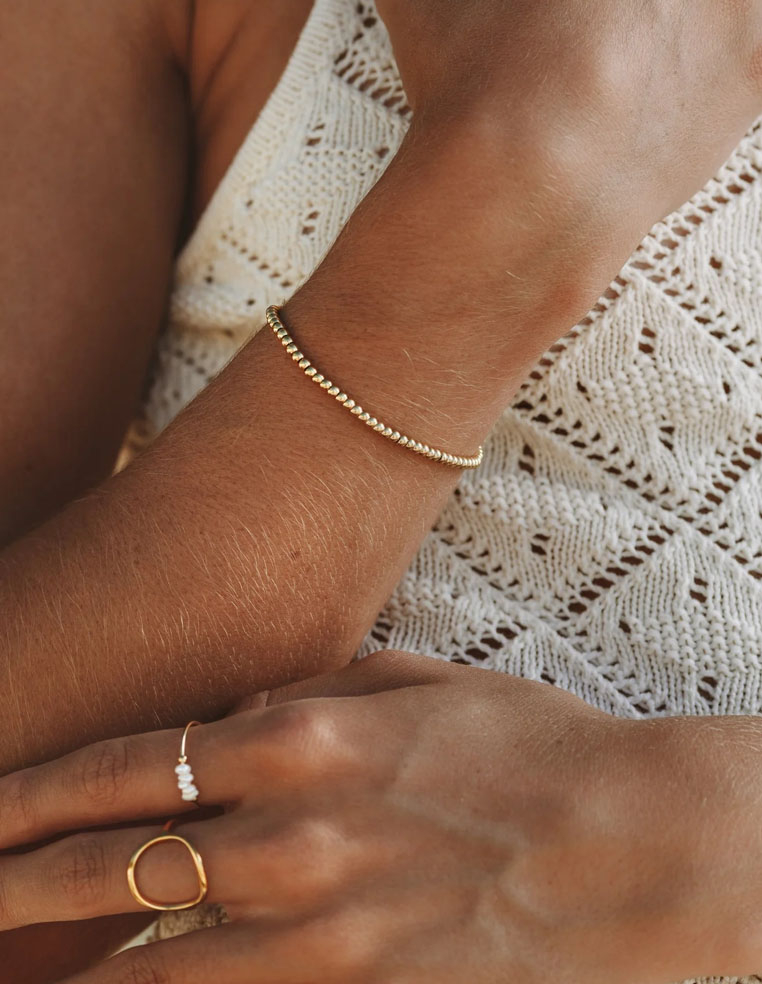 Bracelet boule dorée plaqué or femme