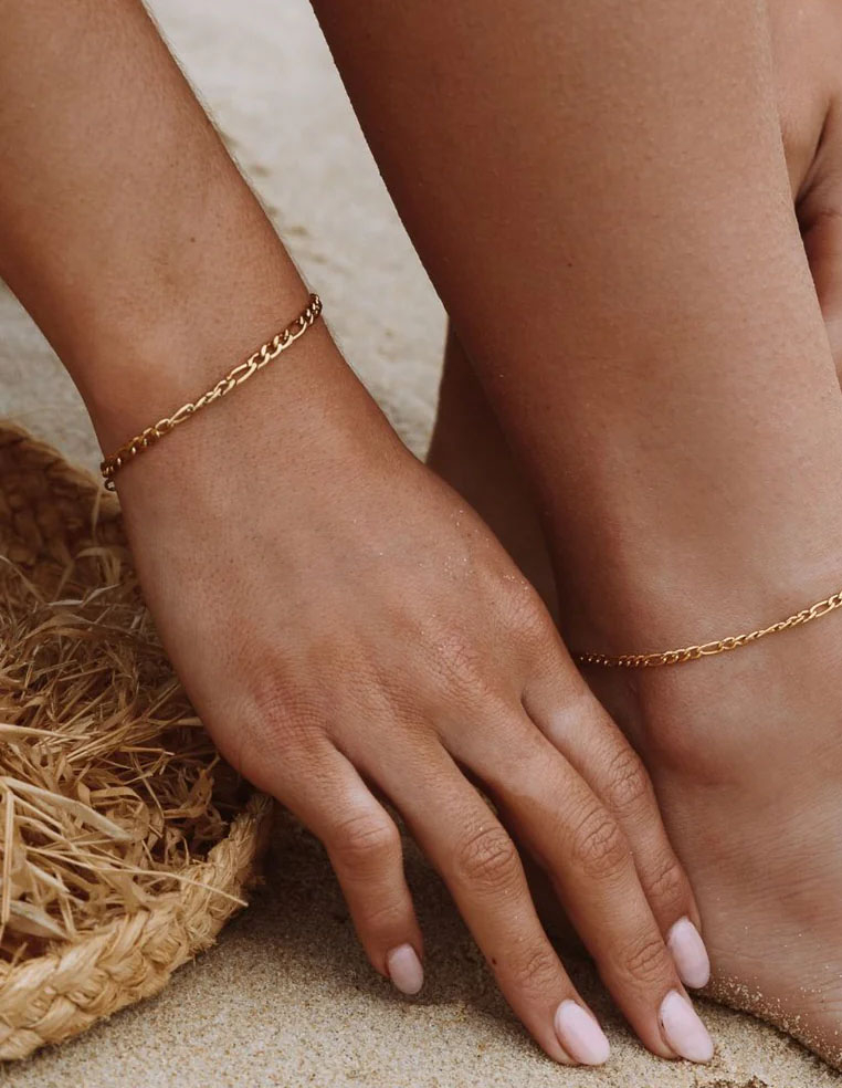 bracelet maille figaro plaqué or 2