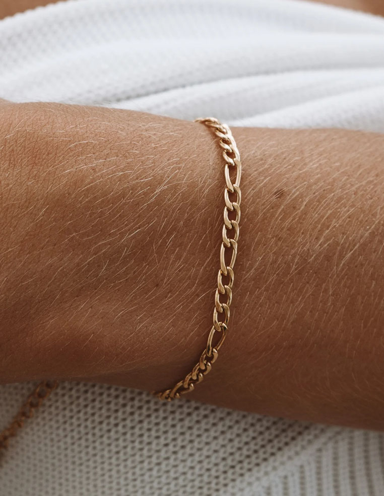 bracelet maille figaro plaqué or