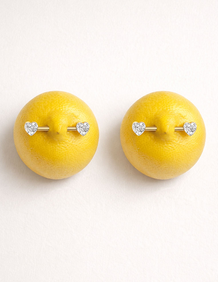 Piercing barre pour téton en titane en forme de coeur 2