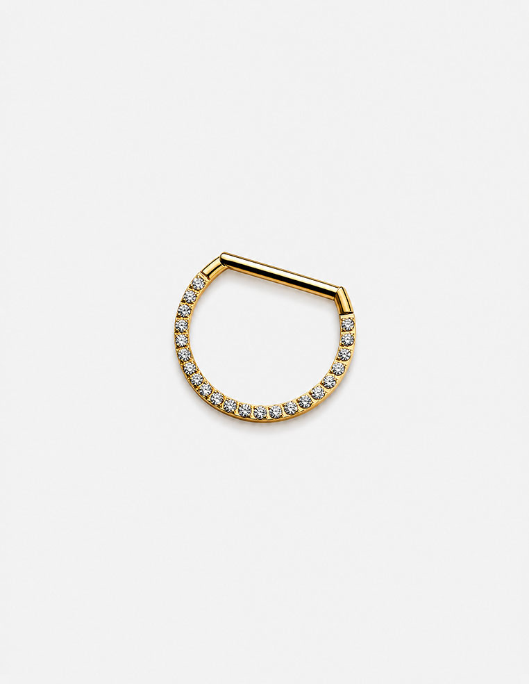 Piercing téton mamelon en forme d'anneau avec strass