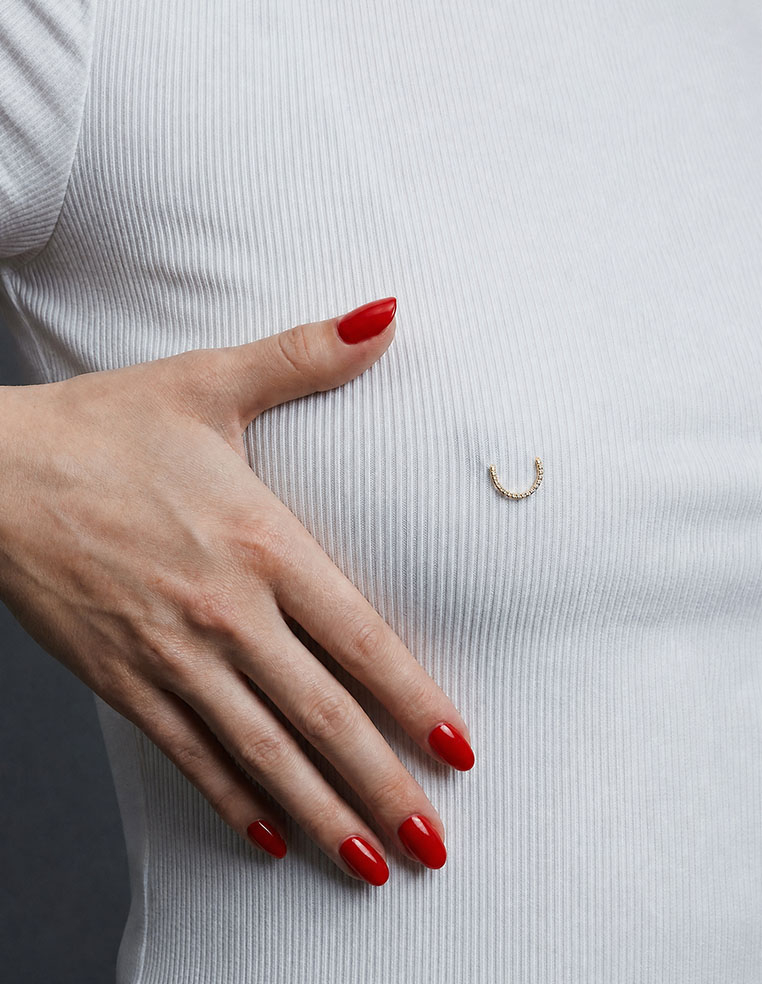 Piercing téton mamelon en forme d'anneau avec strass