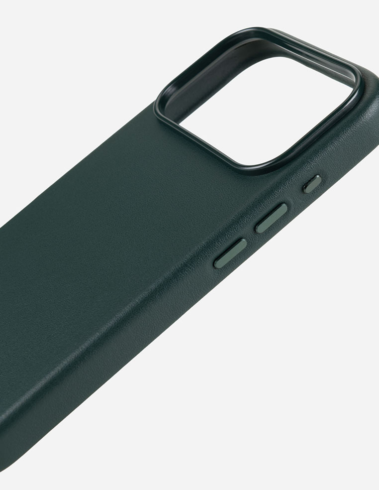 Coque en cuir vert forêt iPhone 18 Pro - 18 Pro Max - 17 Pro - 17 Pro Max