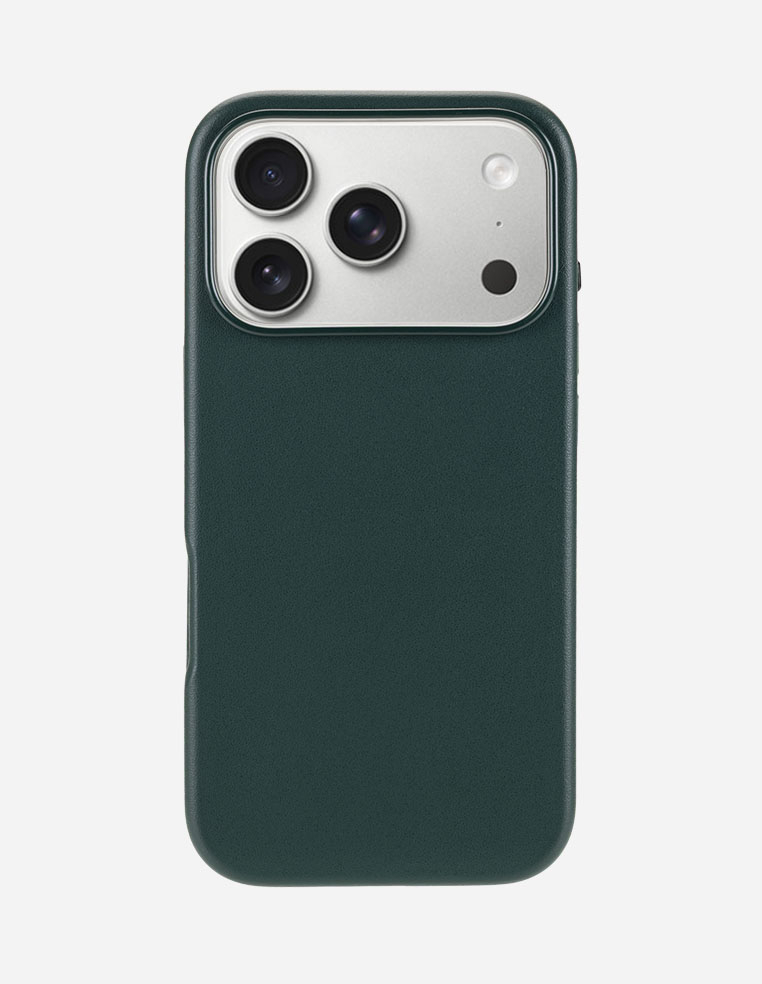 Coque en cuir vert forêt iPhone 18 Pro - 18 Pro Max - 17 Pro - 17 Pro Max