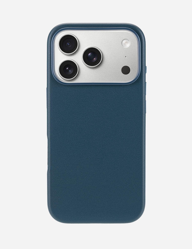 Coque en cuir bleu marine iPhone 18 Pro - 18 Pro Max - 17 Pro - 17 Pro Max