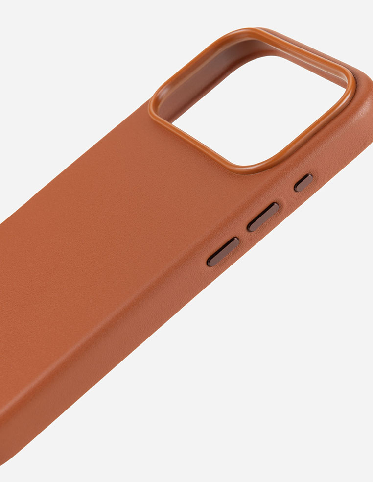 Coque en cuir orange cognac  iPhone 18 Pro - 18 Pro Max - 17 Pro - 17 Pro Max