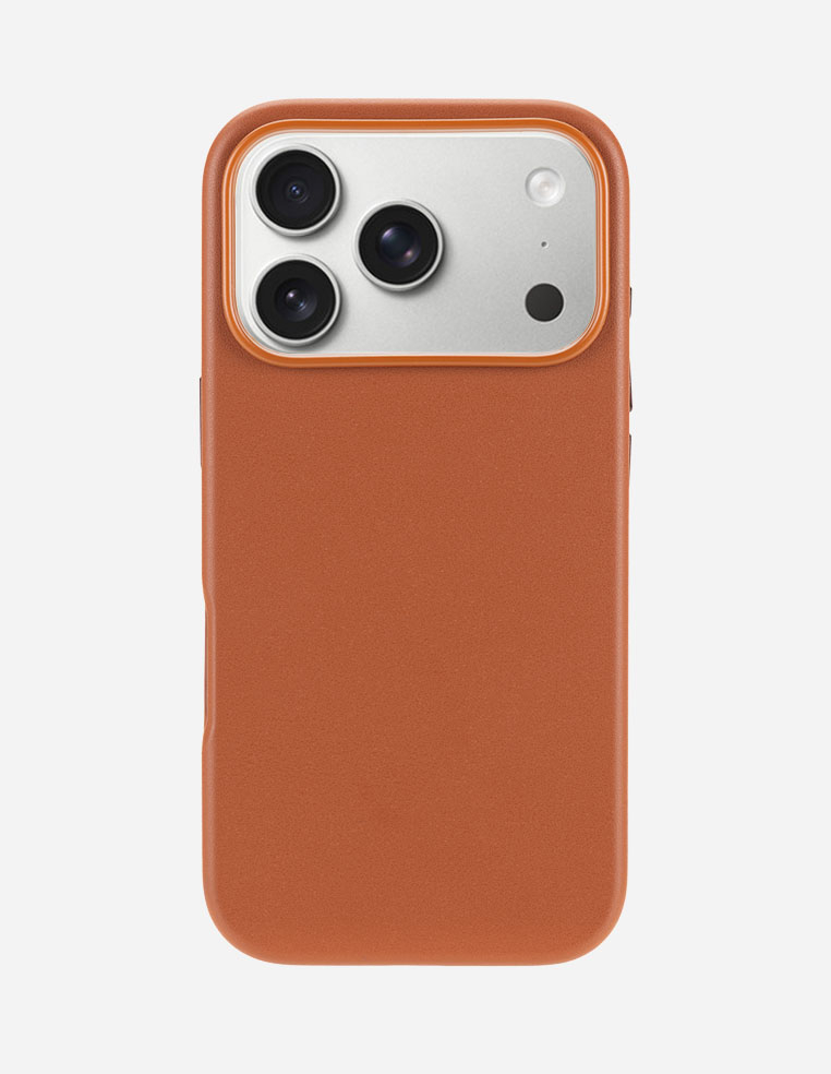Coque en cuir orange cognac  iPhone 18 Pro - 18 Pro Max - 17 Pro - 17 Pro Max