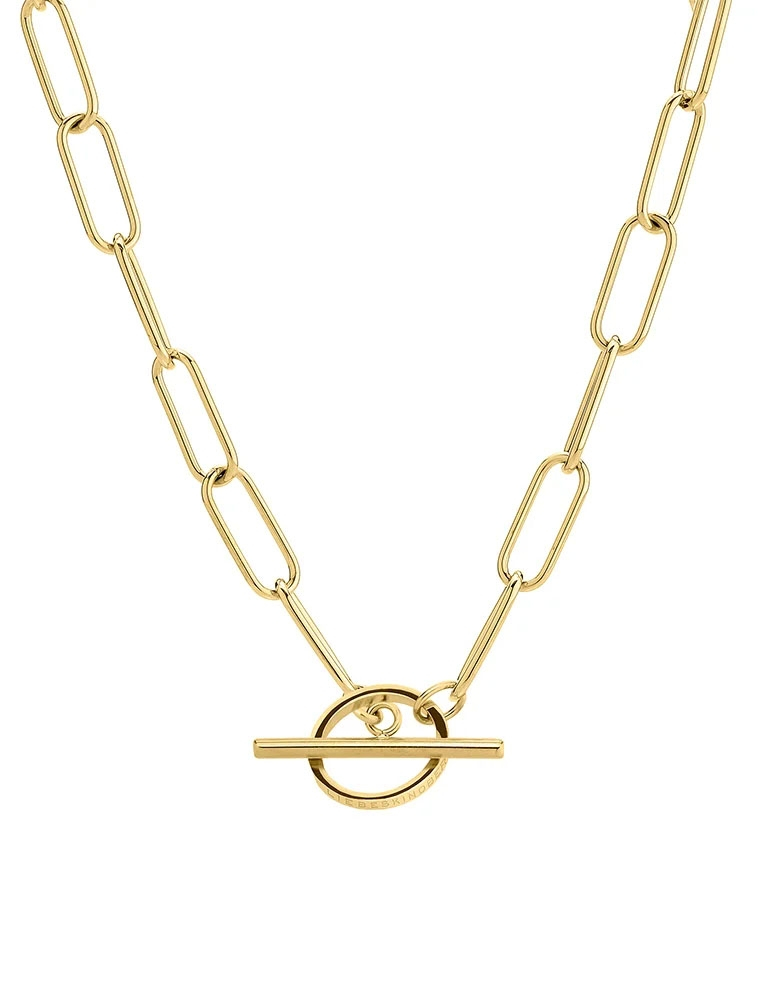 Collier doré pour femme fermoir T