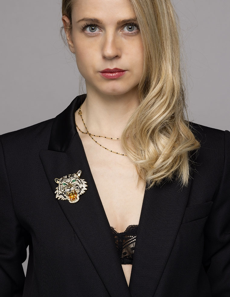 Broche pour femme tête de lion